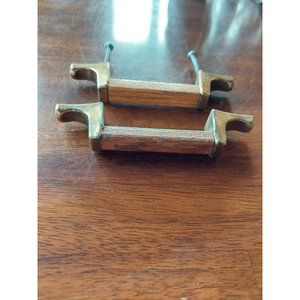 Vintage Amerock Allsion Wood Oak And BRASS Cabinet Hardware Pull Salvage 1981